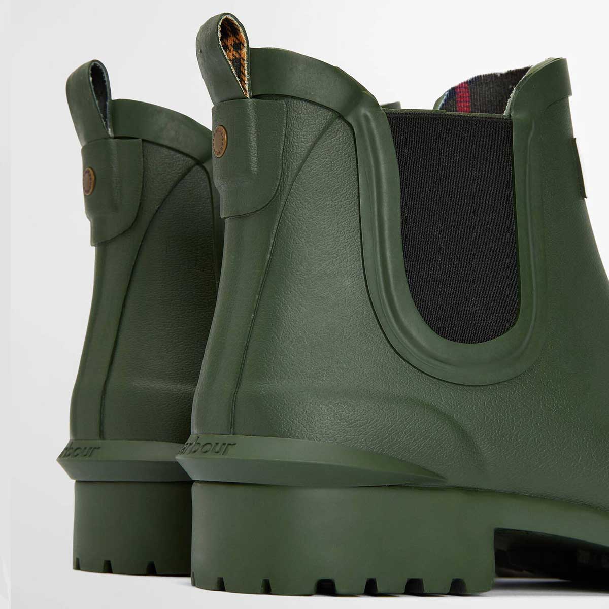 Barbour Ladies Wilton Chelsea Boot Style Wellingtons - Olive