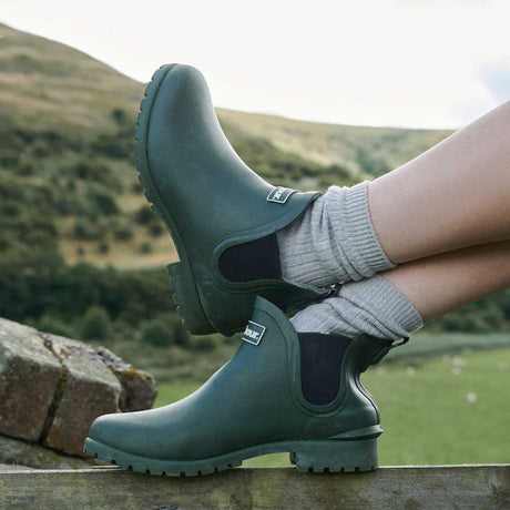 Barbour Ladies Wilton Chelsea Boot Style Wellingtons - Olive
