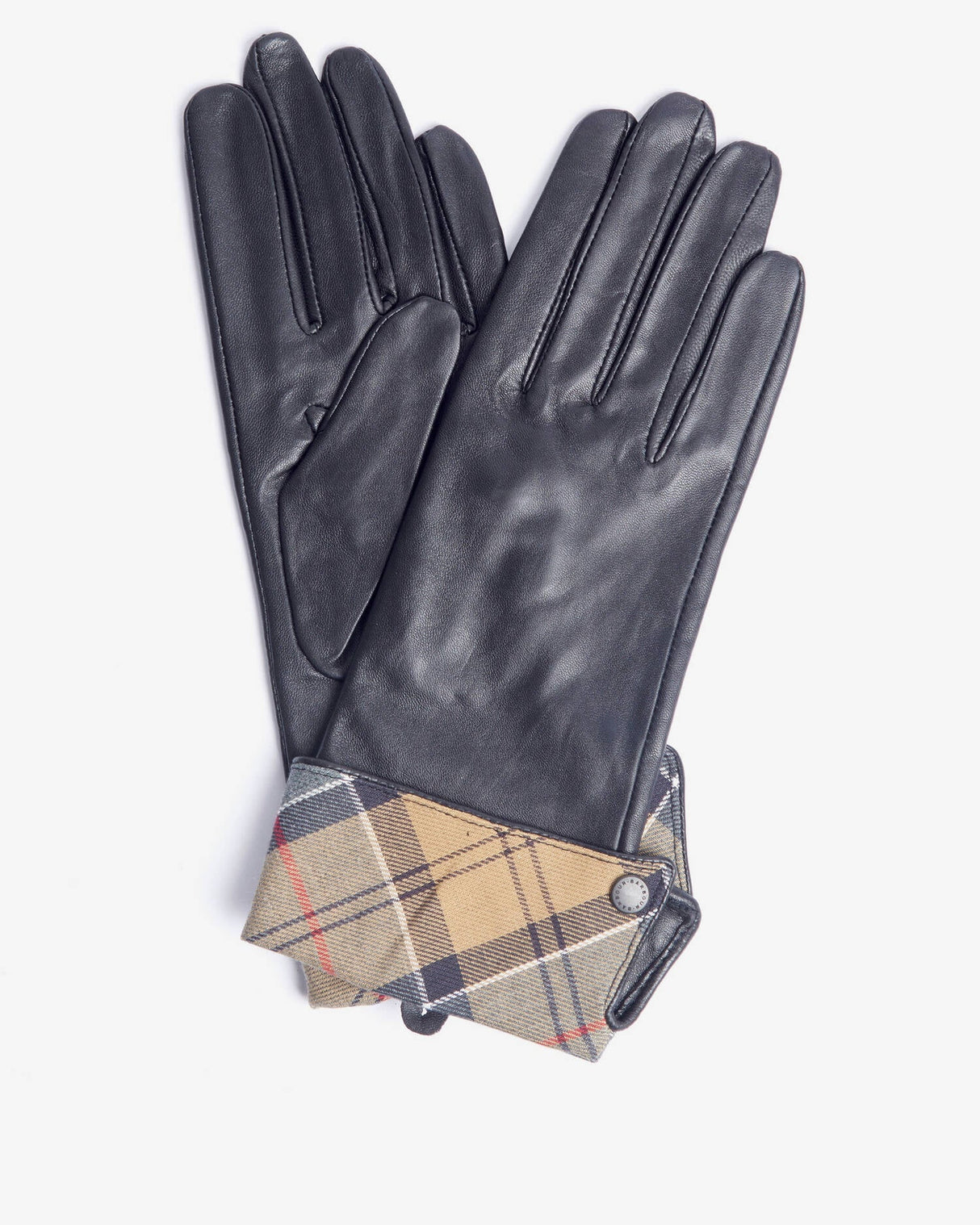 BARBOUR Lady Jane Leather Gloves - Womens - Black-Dress Tartan