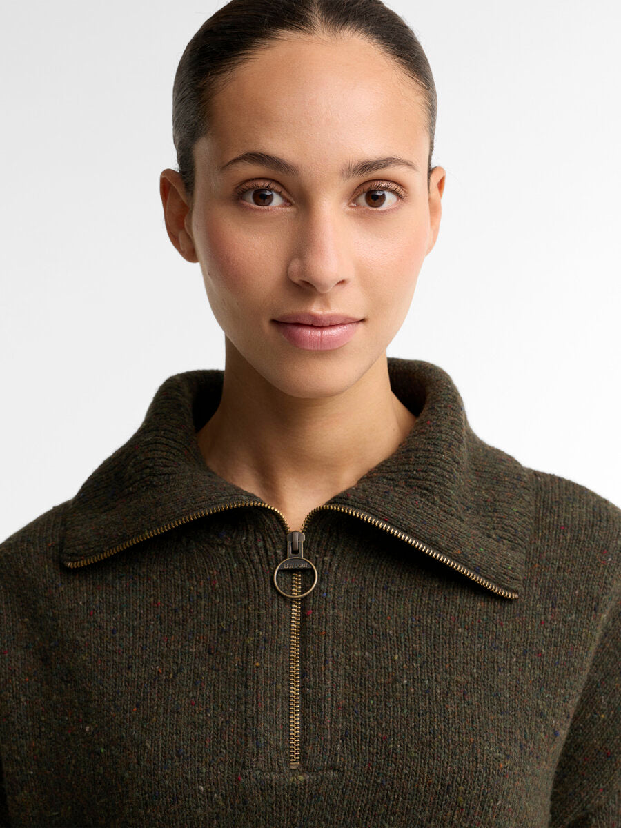BARBOUR Lavensdale Quarter-Zip Jumper - Womens - Olive