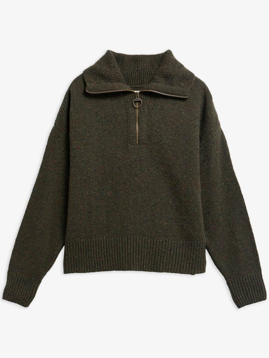 BARBOUR Lavensdale Quarter-Zip Jumper - Womens - Olive