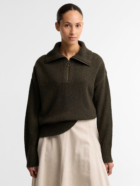 BARBOUR Lavensdale Quarter-Zip Jumper - Womens - Olive