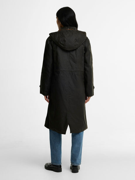 BARBOUR Long Cannich Wax Jacket - Womens - Olive / Classic