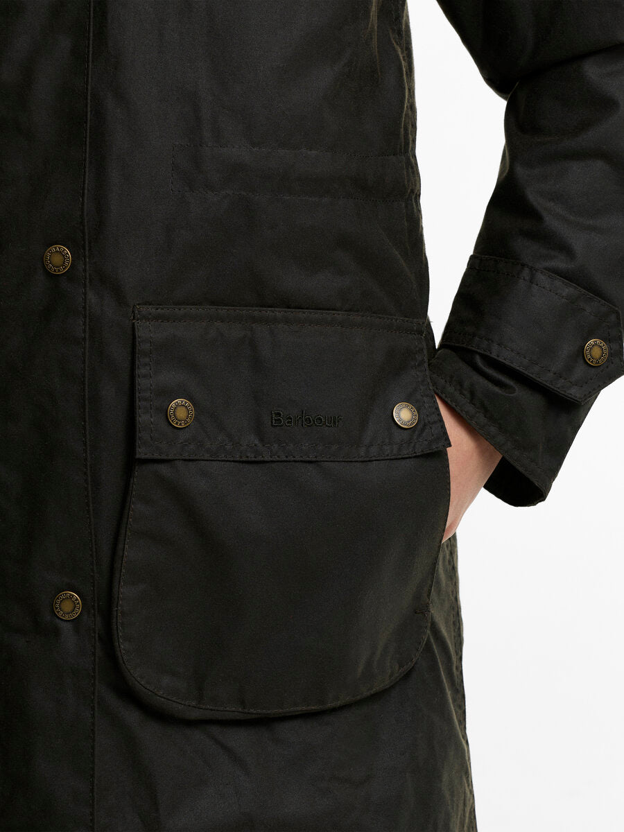 BARBOUR Long Cannich Wax Jacket - Womens - Olive / Classic