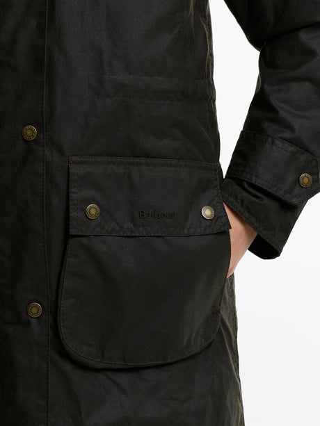 BARBOUR Long Cannich Wax Jacket - Womens - Olive / Classic