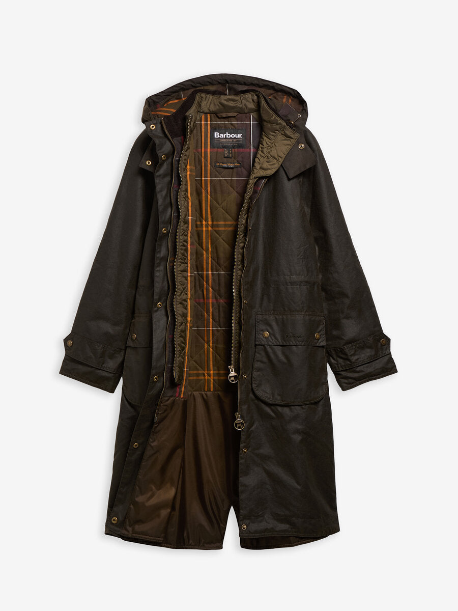 BARBOUR Long Cannich Wax Jacket - Womens - Olive / Classic
