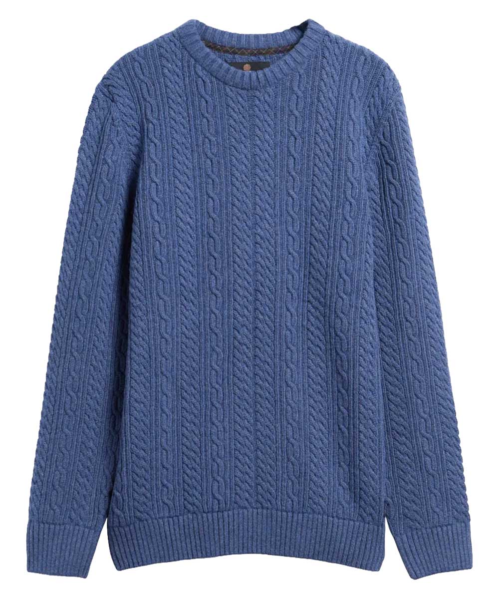 BARBOUR Lowfen Cable-Knit Jumper - Mens - Deep Blue