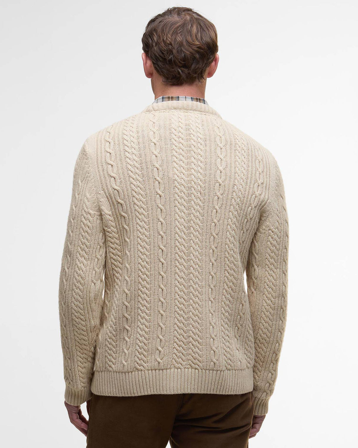 BARBOUR Lowfen Cable-Knit Jumper - Mens - Stone