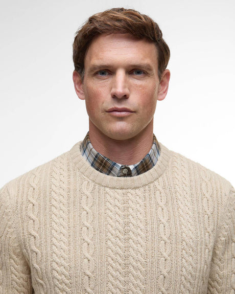 BARBOUR Lowfen Cable-Knit Jumper - Mens - Stone
