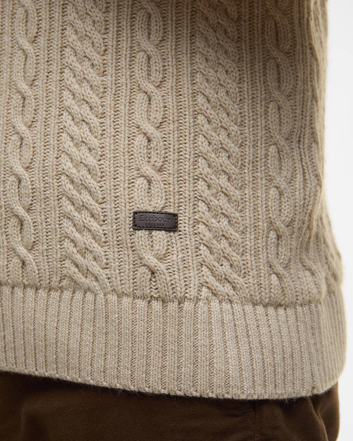 BARBOUR Lowfen Cable-Knit Jumper - Mens - Stone