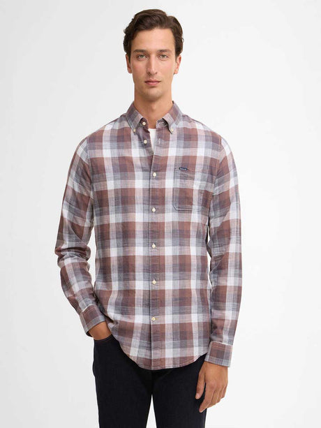 BARBOUR Men's Hillroad Tailored Long-Sleeved Shirt - Peppercorn