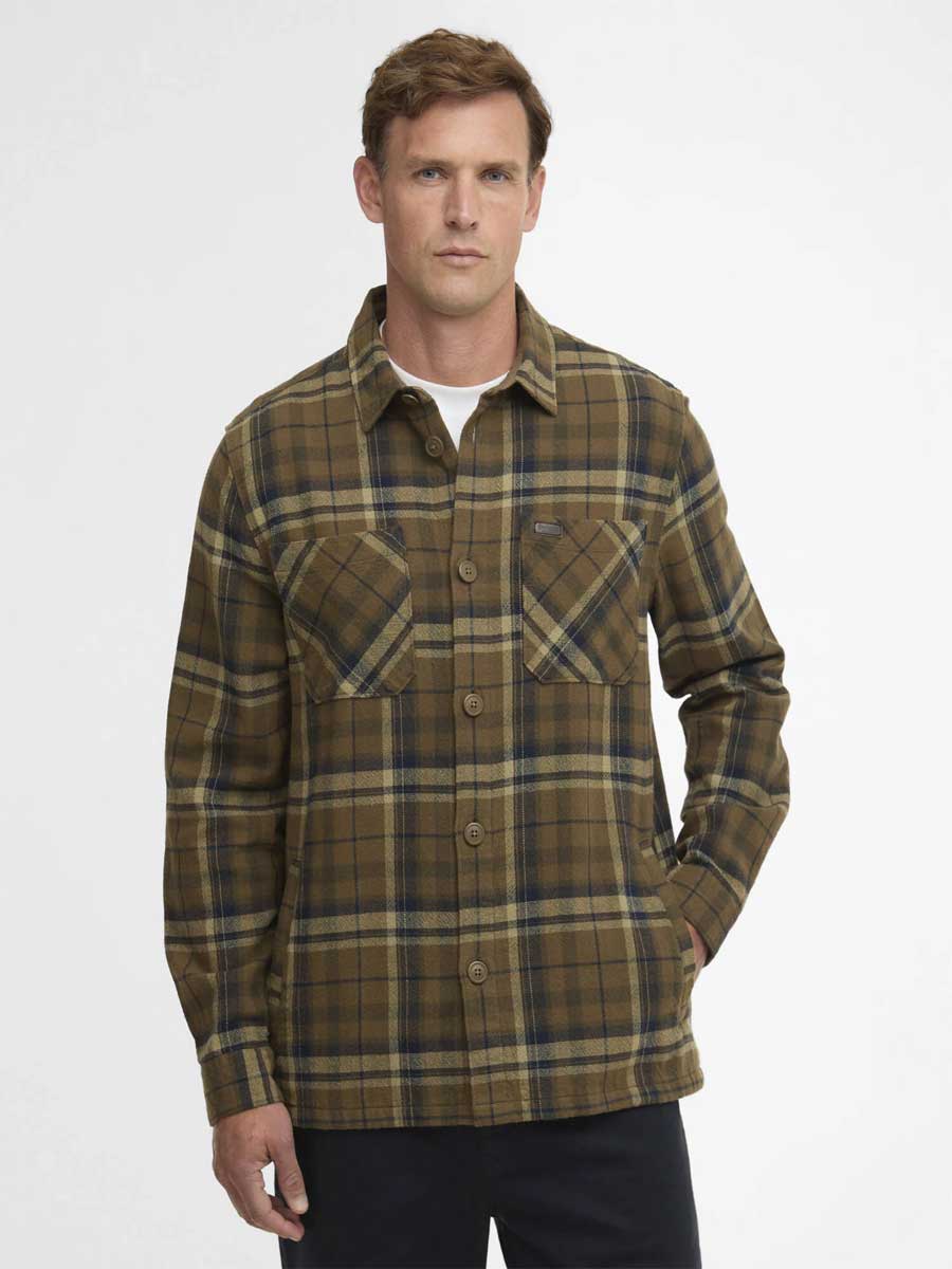 BARBOUR Men's Trent Checkered Overshirt - Olive