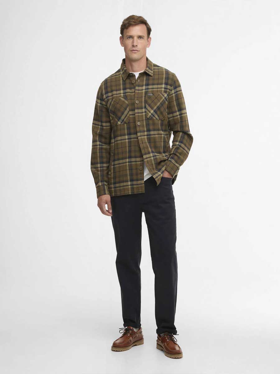 BARBOUR Men's Trent Checkered Overshirt - Olive