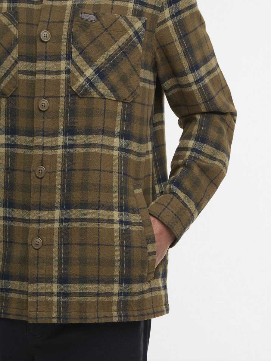 BARBOUR Men's Trent Checkered Overshirt - Olive