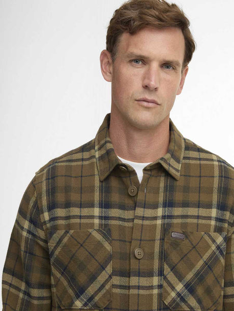 50% OFF BARBOUR Men's Trent Checkered Overshirt - Olive