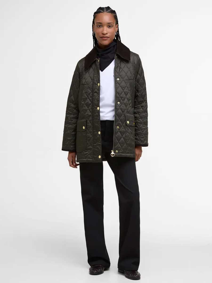 BARBOUR Modern Beadnell Quilted Jacket - Women's - Sage / Ancient Tartan