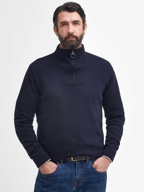 BARBOUR Nelson Essential Half Zip Jumper - Mens - Navy