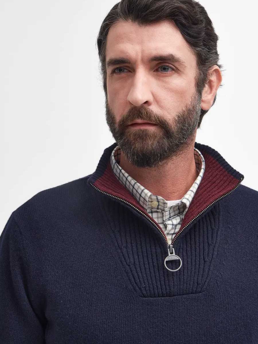BARBOUR Nelson Essential Half Zip Jumper - Mens - Navy