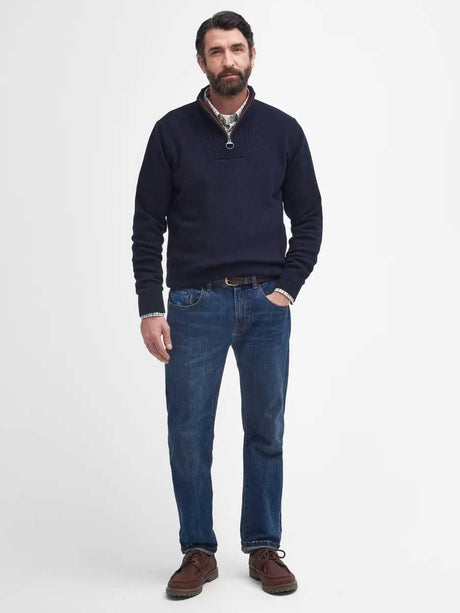 BARBOUR Nelson Essential Half Zip Jumper - Mens - Navy