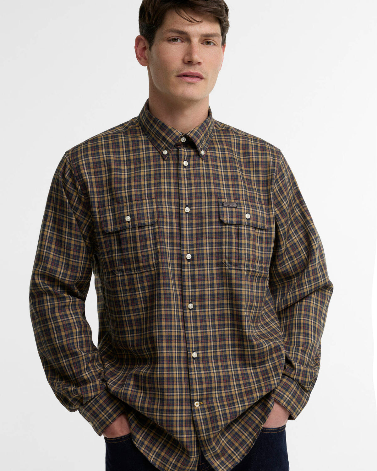 BARBOUR Panwell Thermo-Weave Checked Shirt - Mens - Camel