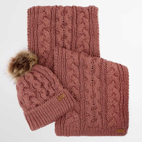 BARBOUR Penshaw Beanie & Scarf Gift Set - Women's - Arabesque Pink