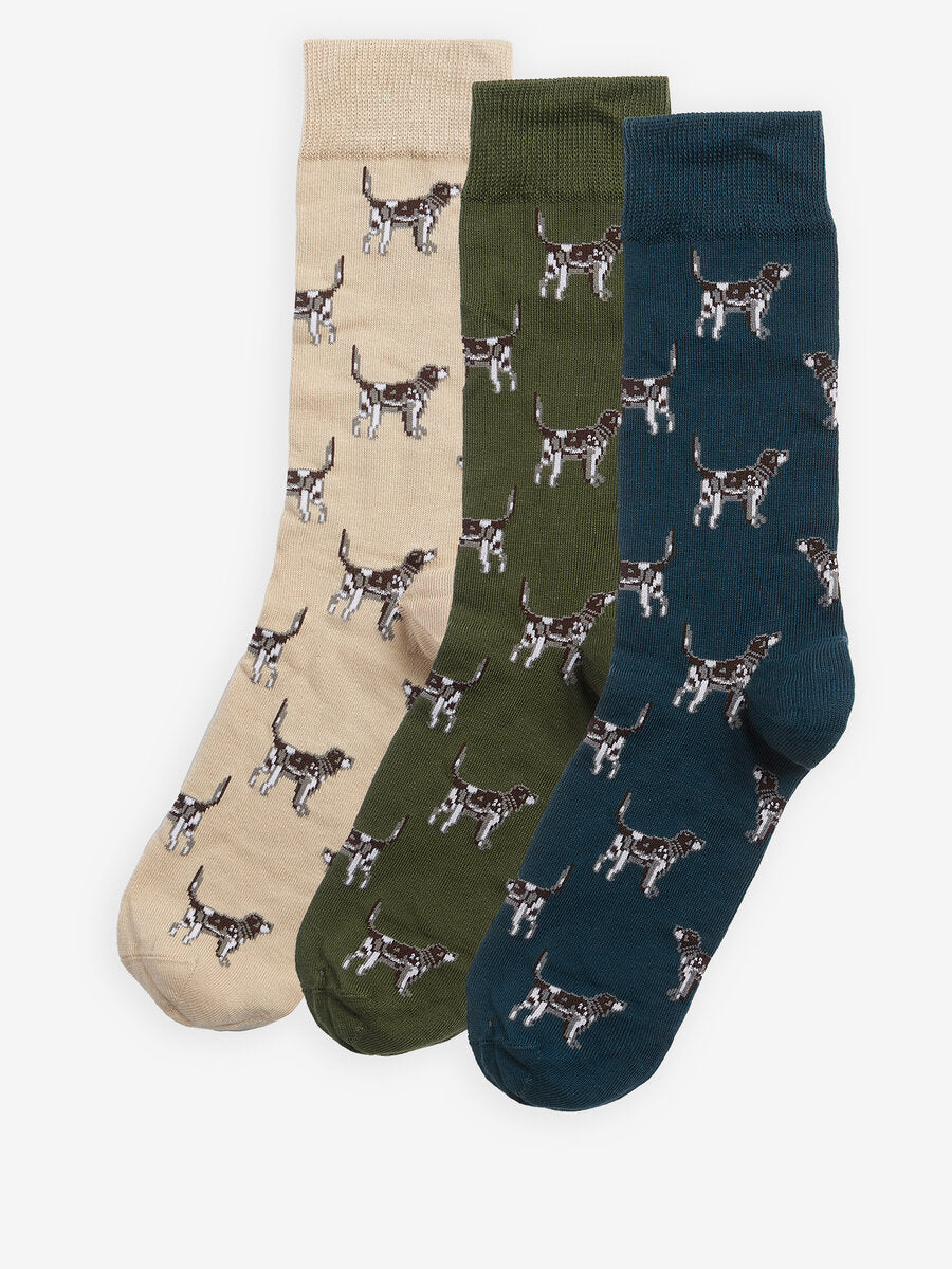 BARBOUR Pointer Dog Socks Gift Box - Mens - Forest Mist