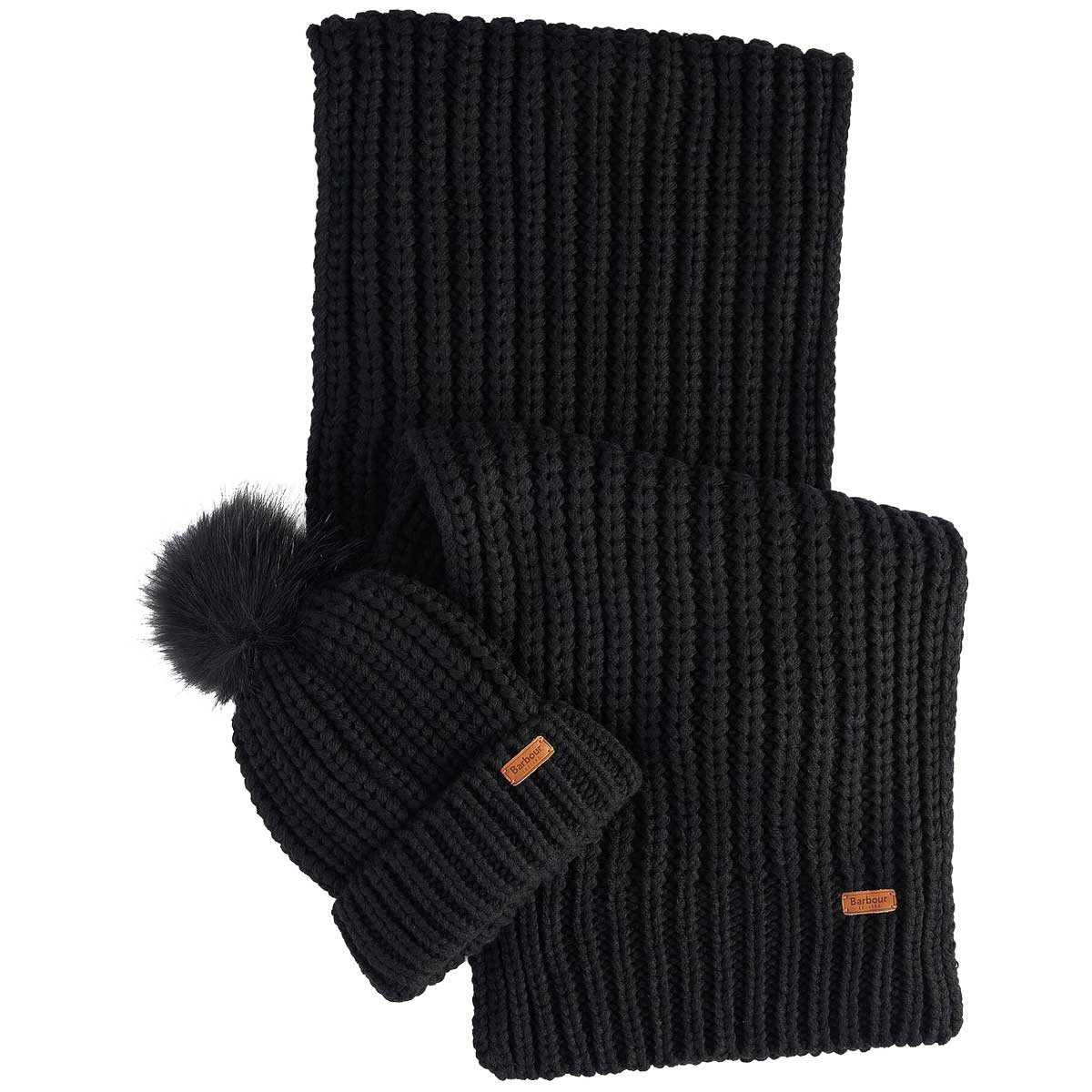 BARBOUR Saltburn Beanie & Scarf Gift Set - Black