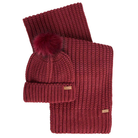 BARBOUR Saltburn Beanie & Scarf Gift Set - Cranberry