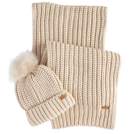 BARBOUR Saltburn Beanie & Scarf Gift Set - Pearl