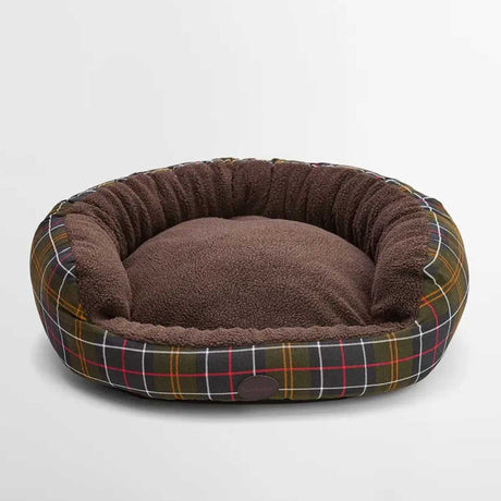 BARBOUR Snuggle dog bed in Classic Tartan - front product view