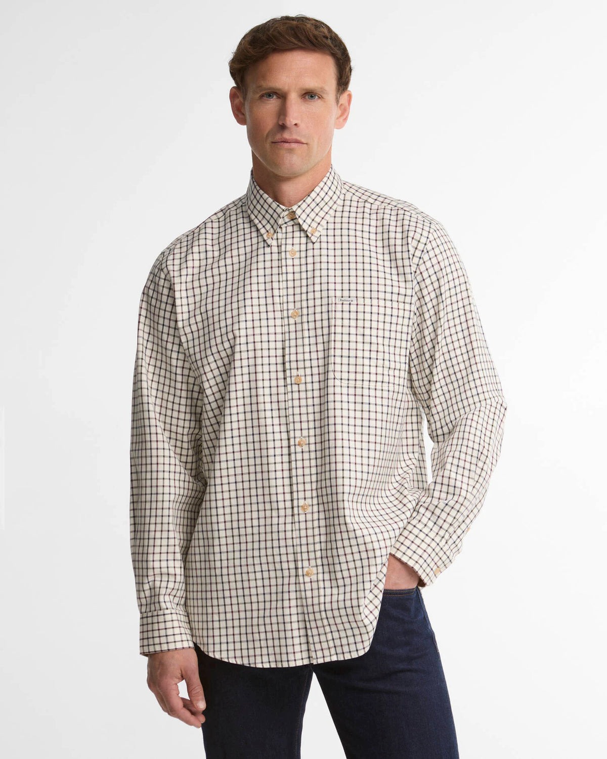 BARBOUR Sporting Regular Long-Sleeved Shirt - Mens - Dark Bordeaux