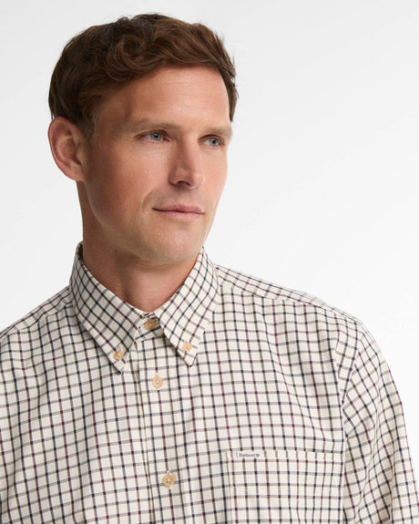 BARBOUR Sporting Regular Long-Sleeved Shirt - Mens - Dark Bordeaux