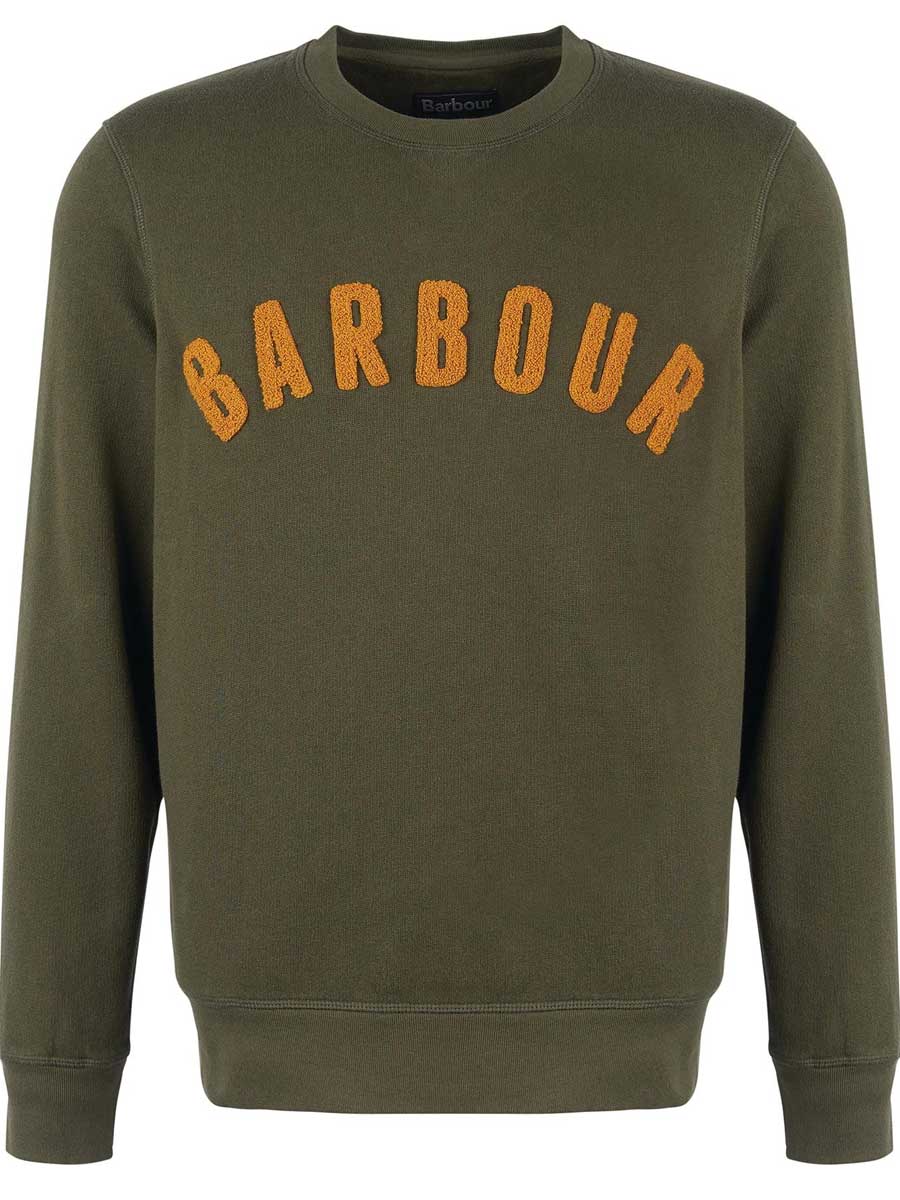 20% OFF BARBOUR Sweater - Mens Prep Logo Crew Neck - Olive Green