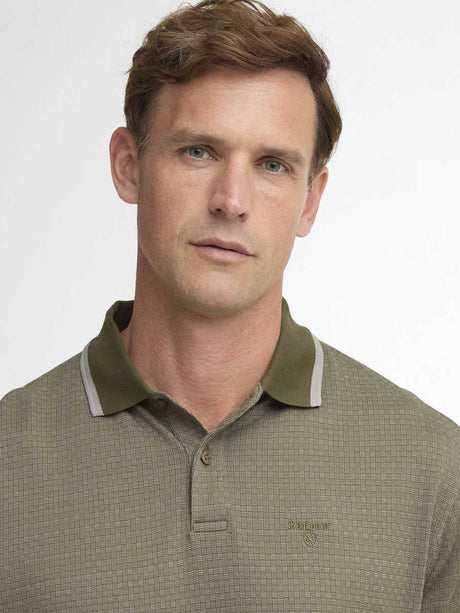 BARBOUR Weston Textured Polo Shirt - Mens - Mid Olive