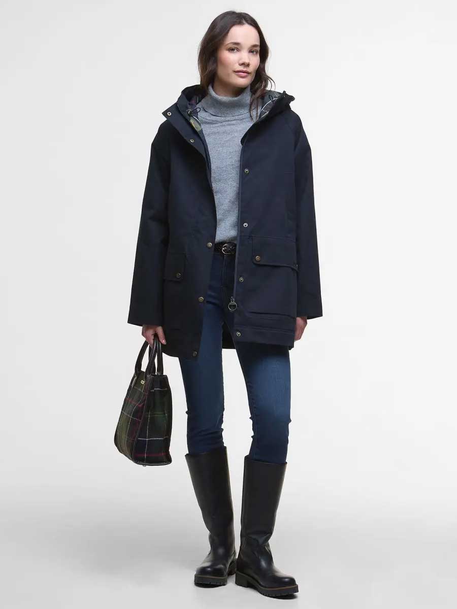 BARBOUR Winter Beadnell Waterproof Jacket - Women's - Deep Navy / Classic Tartan