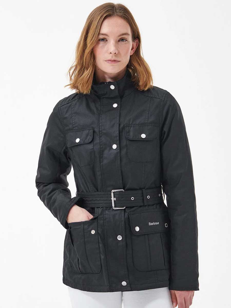 BARBOUR Winter Belted Utility Wax Jacket - Women's - Black