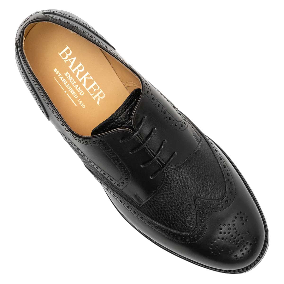 BARKER Athlone Shoes – Mens Oxford – Black Deer Calf
