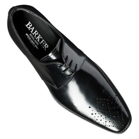 BARKER Darlington Shoes - Mens Derby Style - Black Hi-Shine