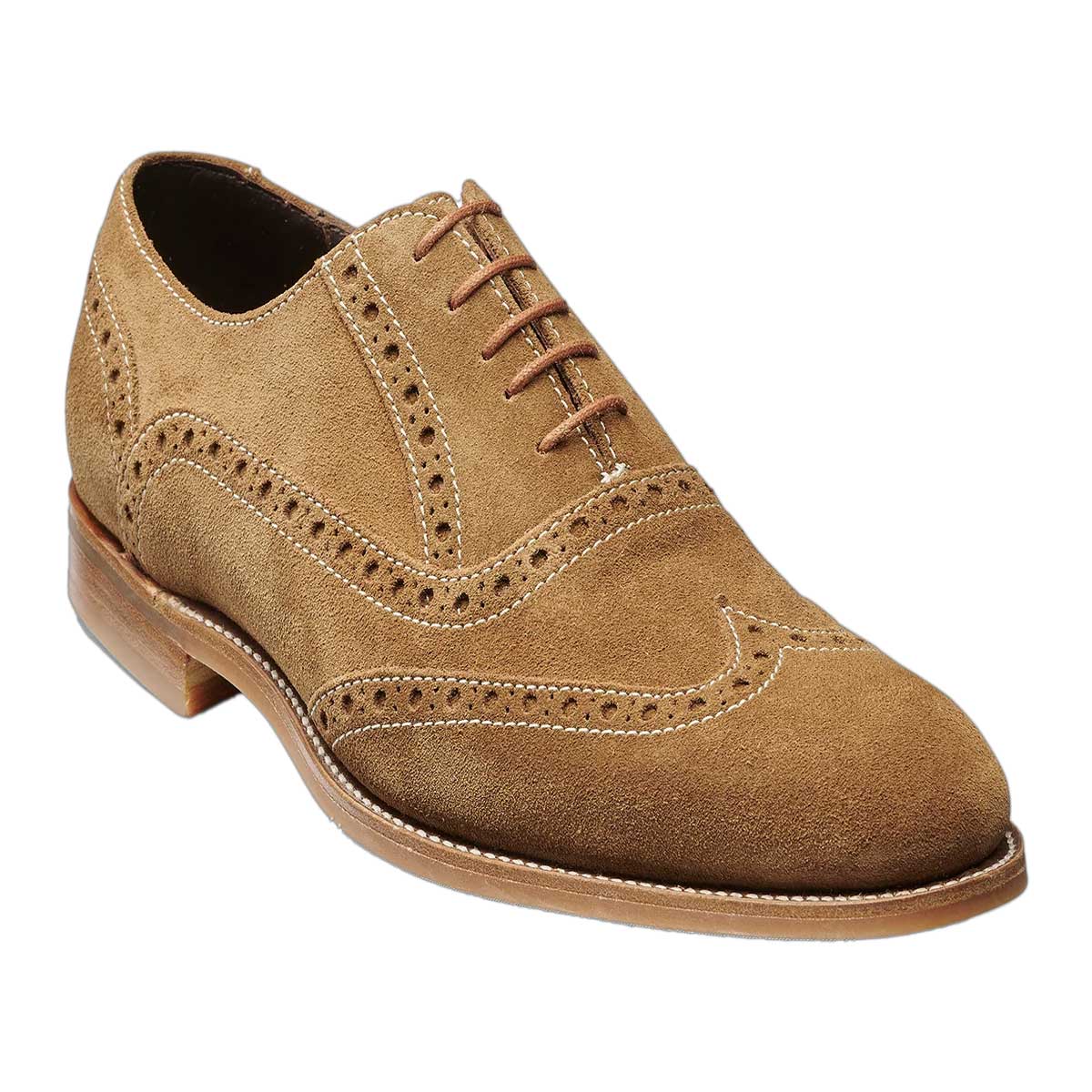 BARKER Grant Shoes - Mens Brogues - Cola Suede