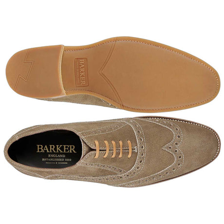 BARKER Grant Shoes - Mens Brogues - Taupe Suede