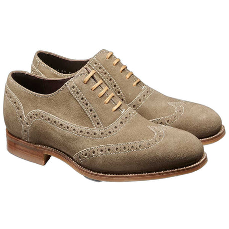 BARKER Grant Shoes - Mens Brogues - Taupe Suede