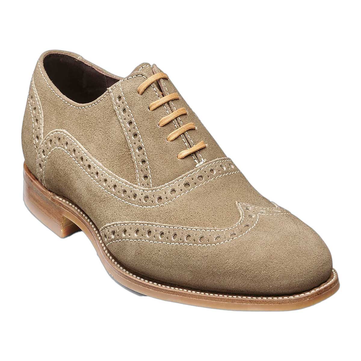 BARKER Grant Shoes - Mens Brogues - Taupe Suede