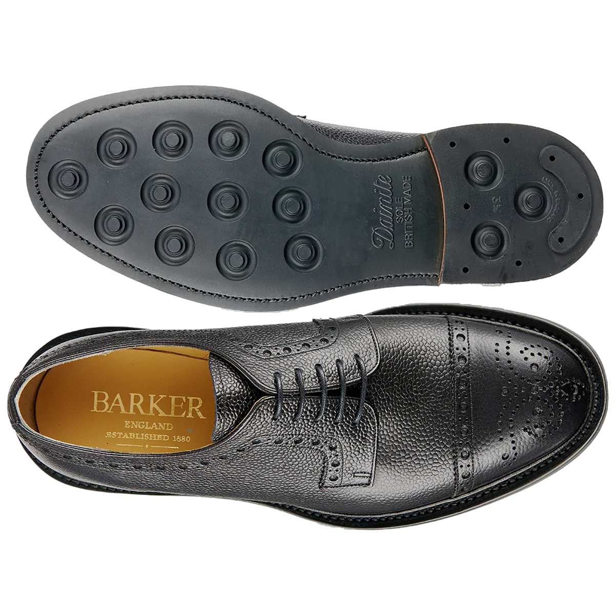 BARKER Keswick Shoes - Mens Brogues - Black Grain