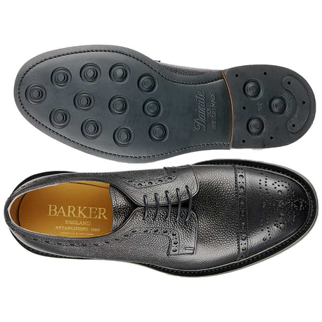 BARKER Keswick Shoes - Mens Brogues - Black Grain