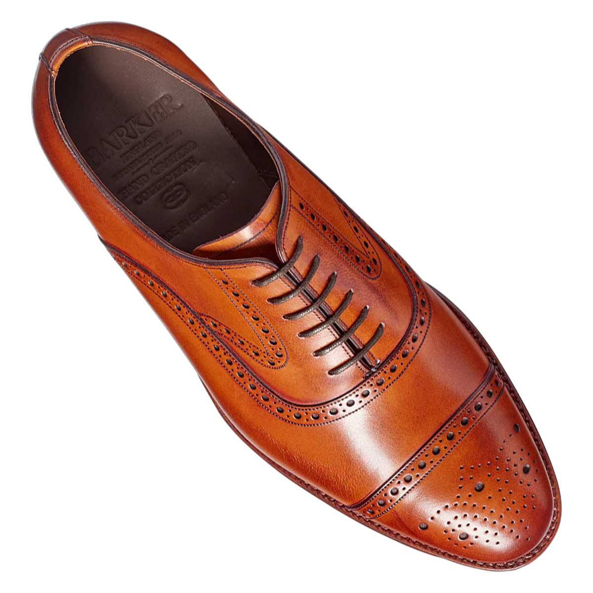 BARKER Lerwick Shoes - Mens Oxford Brogues - Antique Rosewood Calf