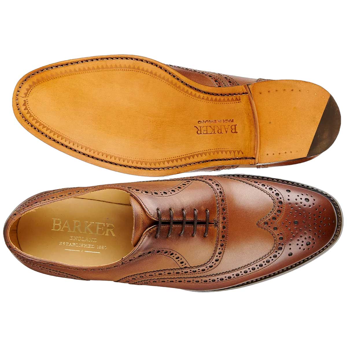 BARKER Malton Shoes - Mens Oxford Brogue - Brown Calf