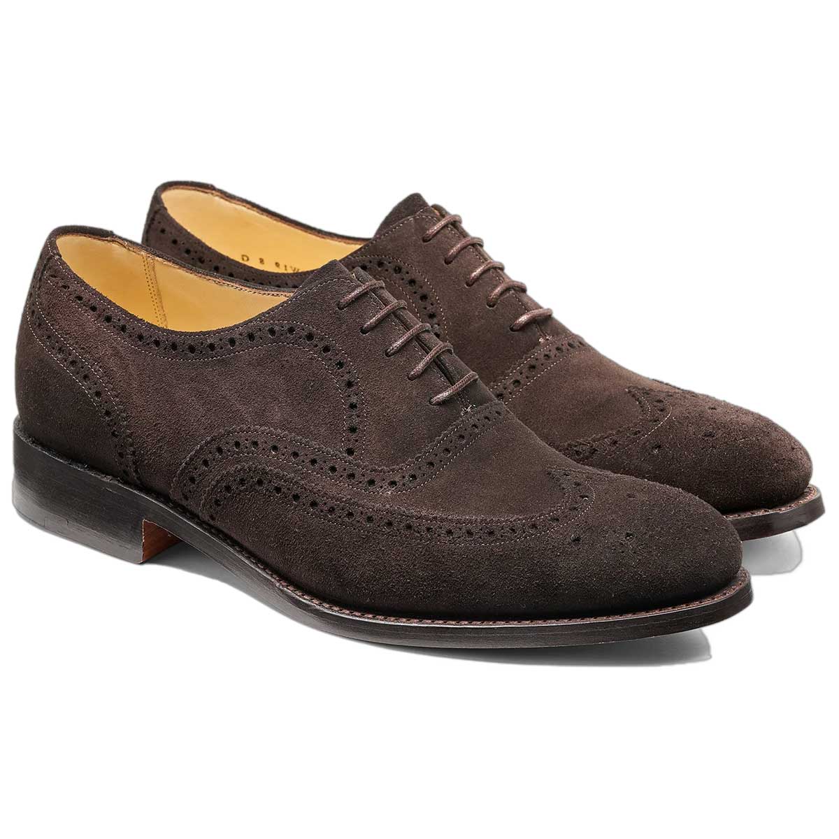 BARKER Malton Shoes - Mens Oxford Brogue - Ebano Suede