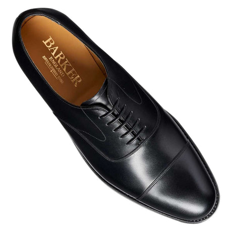 BARKER Malvern Shoes - Mens Toe Cap Oxford - Black Calf