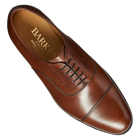BARKER Malvern Shoes - Mens Toe Cap Oxford - Dark Walnut Calf