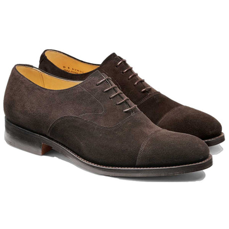 BARKER Malvern Shoes - Mens Toe Cap Oxford - Ebano Suede